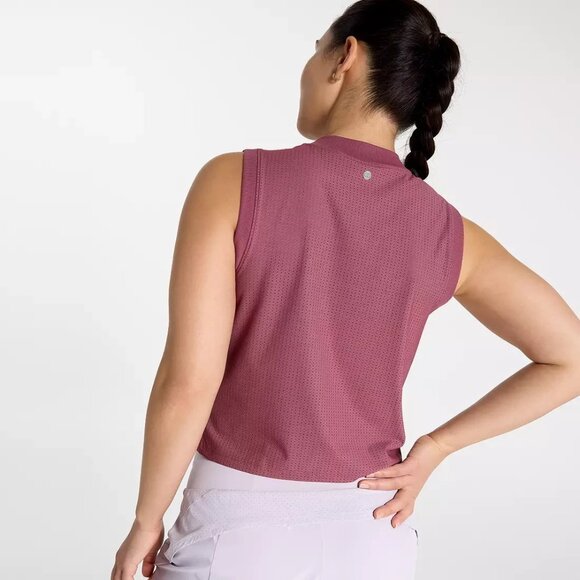 CALIA Women's Open Mesh Mock Neck Sleeveless Tank Mauveberry Size XL Pull Over - Picture 4 of 5